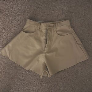 Vegan Leather Flared Bell Shorts